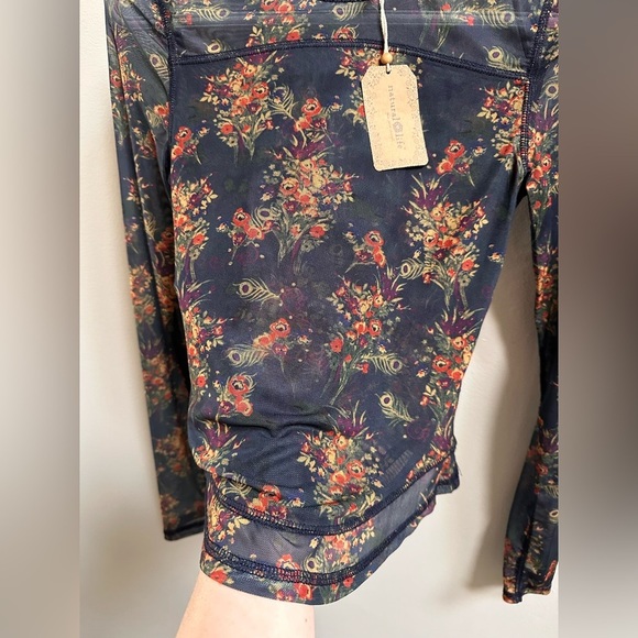 NEW Natural Life Sloane Mesh Long Sleeve Top Navy Floral Women’s XS - Picture 6 of 8